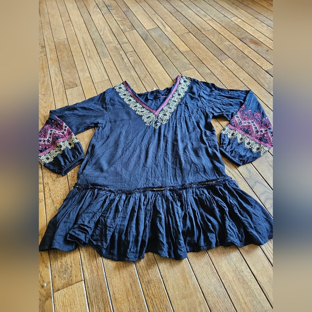 FREE PEOPLE Black Peasant Blouse - Picture 2 of 7